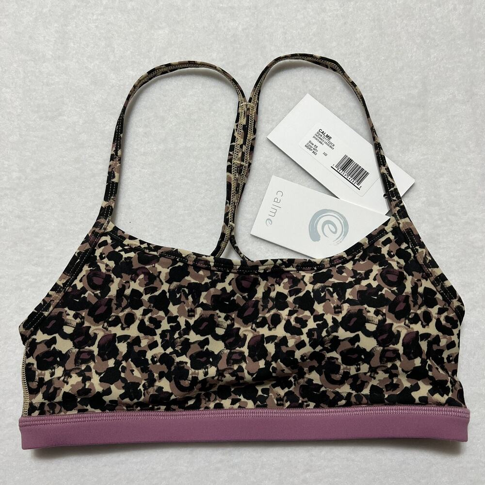 Johnny Was Calme Endurance II Cross Back Sports Bra Size XS Animal Print NWT